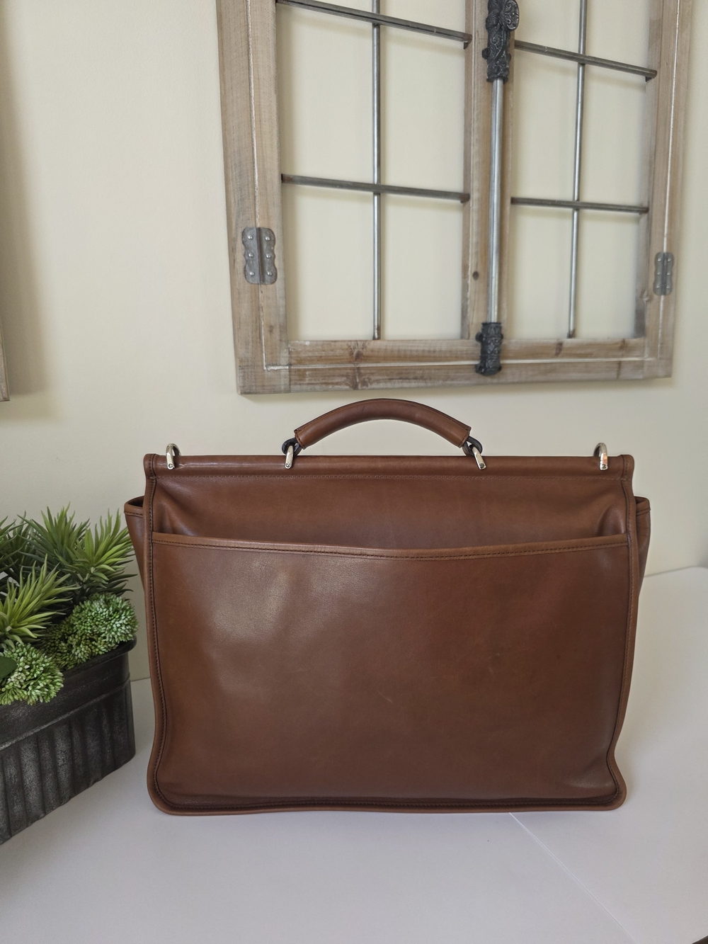 Vintage Coach Barclay Leather Briefcase Messenger Bag Cognac Laptop Work - Picture 4 of 14